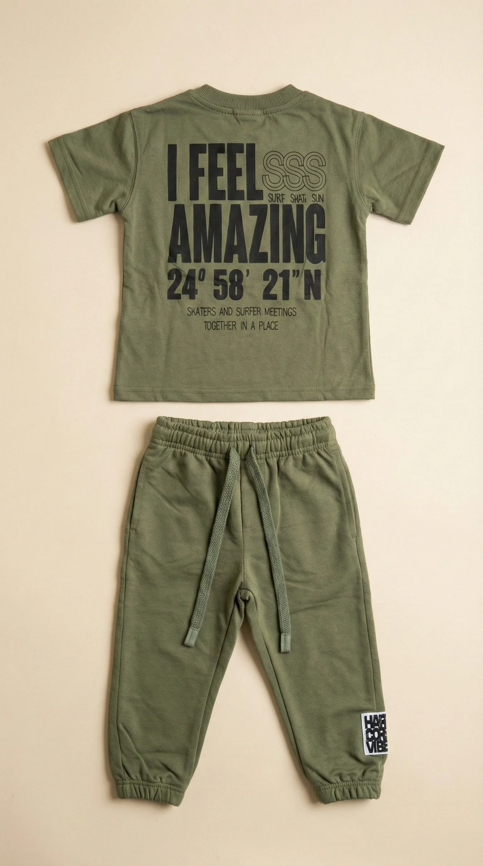 חליפה לילדים מבד טריקו וטרי דגם I FEEL AMAZING - Image 5
