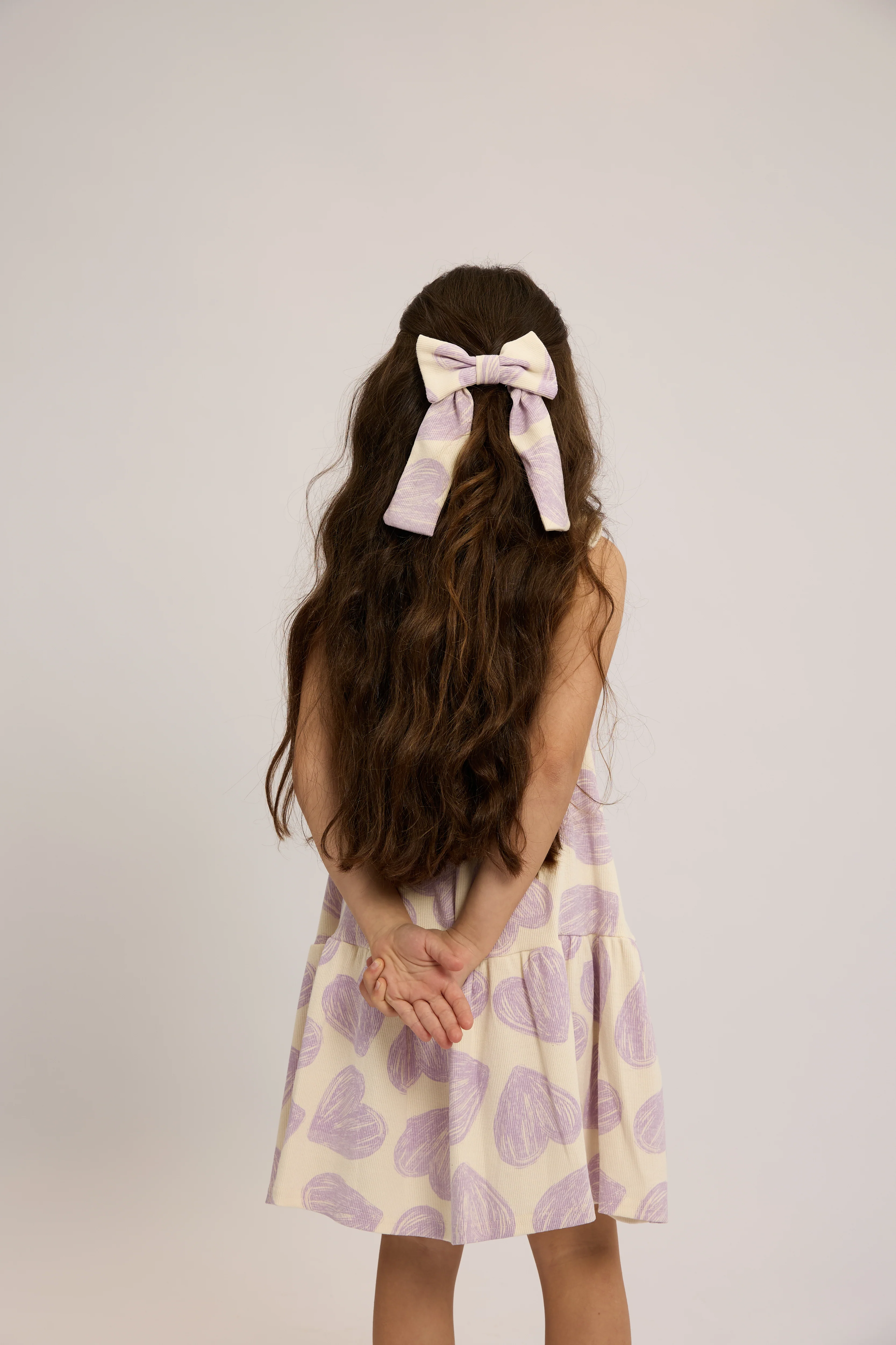 שמלת ריב כותנה עם פפיון תואם לילדות - Image 8